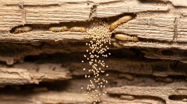 White Ants Creating Tunnels And Holes In Timber
