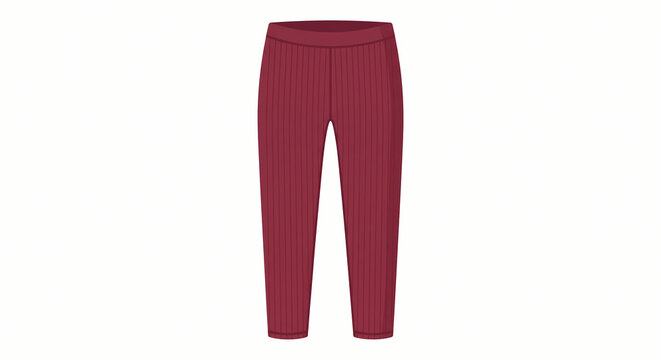 Ribbed burgundy trousers vector illustration isolated on white for autumn fashion and apparel