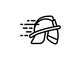 Fototapeta premium Fast firefighter helmet icon with motion lines representing quick response emergency service