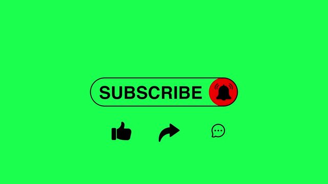 Like comment subscribe notification bell and share animated lower third icon button animation. On a transparent background motion graphics design 