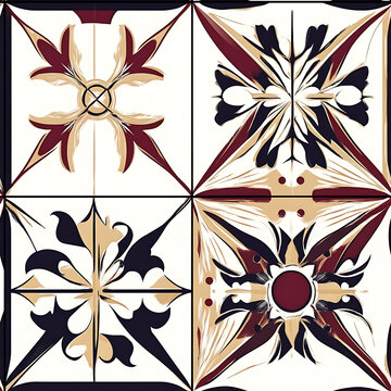 Abstract floor tile texture with repeating ornamental motif for interior and surface design