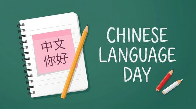 Celebrating chinese language day with a notebook pencils and beautiful traditional characters symbolizing the rich culture and importance of education in china isolated