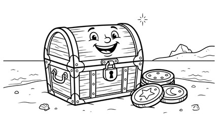 Embark on a swashbuckling adventure with this delightful treasure chest coloring page perfect for budding pirates and creative minds of all ages