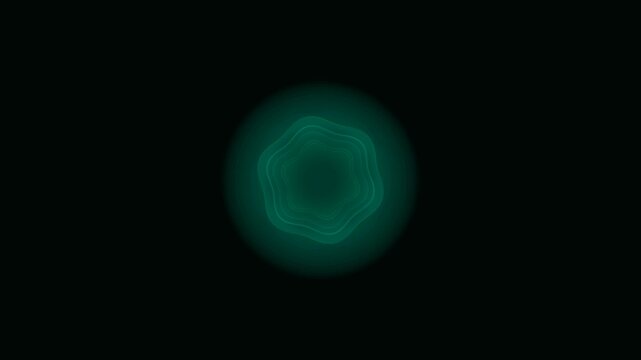 Cyan Glowing Hexagonal Energy Wave Pulsing On Dark Background Seamless Motion Graphic Loop