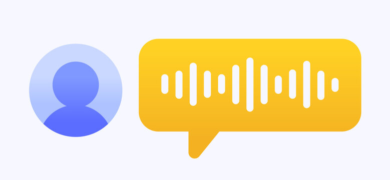 Voice message icon with user avatar and audio sound wave in speech bubble. Vector illustration