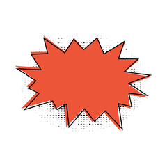 Single red starburst with black outline and halftone texture for comic book explosion effect. © SAYEMART