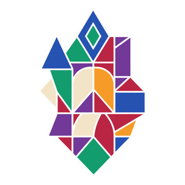 Abstract geometric pattern with colorful shapes creating a mosaic composition for modern design.