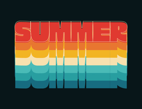 Summer Vintage 70s Layered Color Typography Vector Graphic