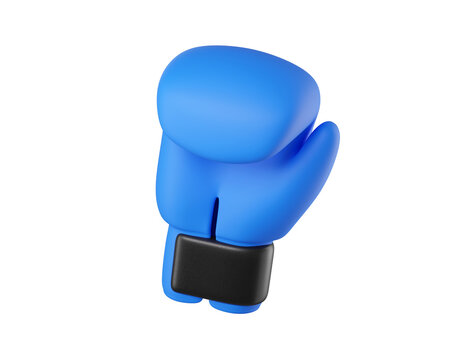 3D Cartoon Blue Boxing Glove Isolated. Premium fitness icon for sport, workout tracking, health app. 3d render
