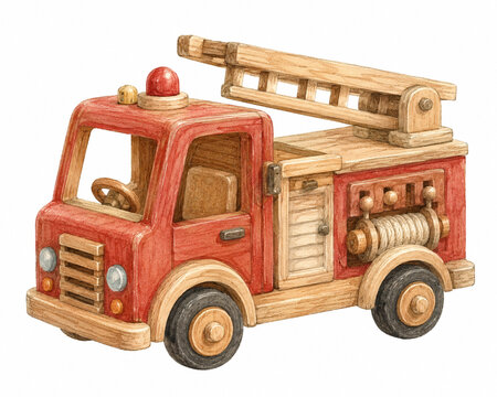 Handcrafted Wooden Toy Fire Truck