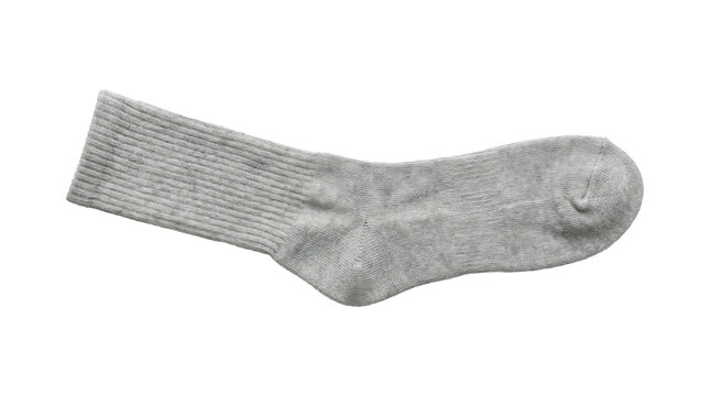 Grey Comfortable Knitted Textile Crew Sock Flat Lay