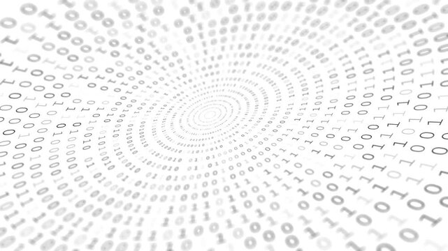 Abstract Binary Code Background with dark Digital Data over white background. Seamless Loop.