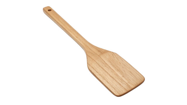 Flat wooden kitchen cooking spatula utensil tool isolated on transparent background