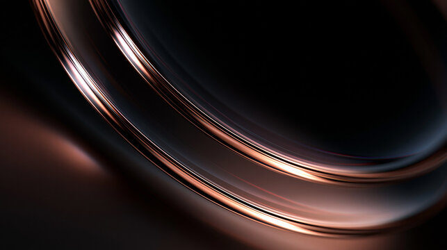 Abstract Metallic Rose Gold Curves on Dark Background