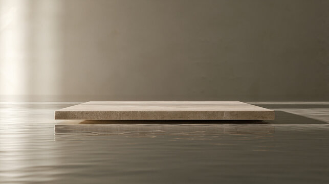 Stone Podium Floating on Water for Product Display Mockup