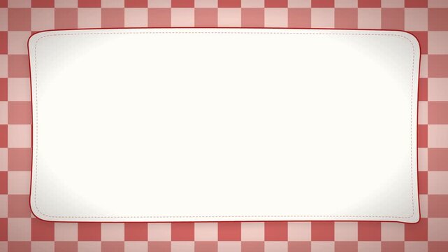 Blank white card frame on red and white checkerboard background template