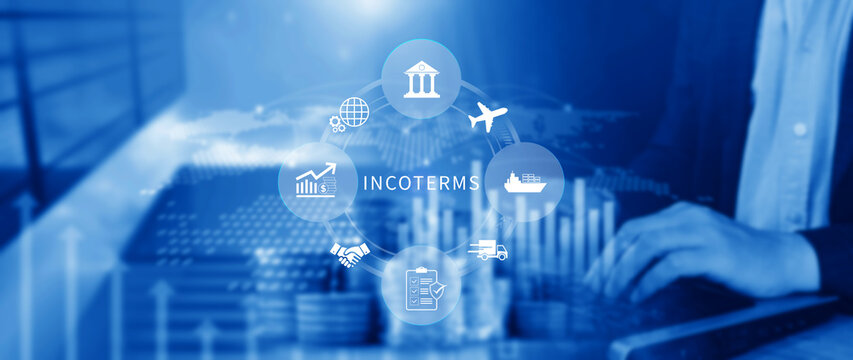 INCOTERMS business concept. INCOTERMS international trade terms, logistics concept, diagram for global supply chain management. not ai