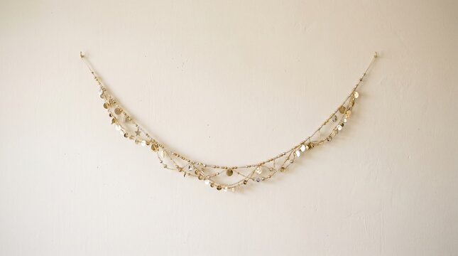 Elegant gold and silver beaded garland with dangling coins and stars