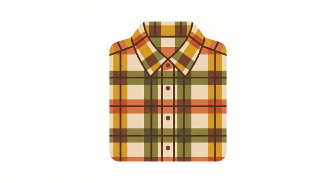 Folded green and yellow plaid flannel shirt vector asset for fashion branding