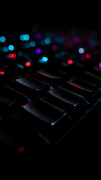 Dark RGB Keyboard Bokeh AMOLED Wallpaper