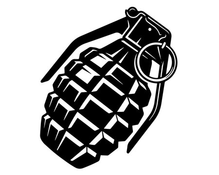 Vintage style illustration of a classic hand grenade on a white background