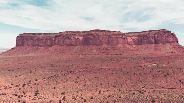 Monument Valley Mountains, aerial view from drone. Slow motion