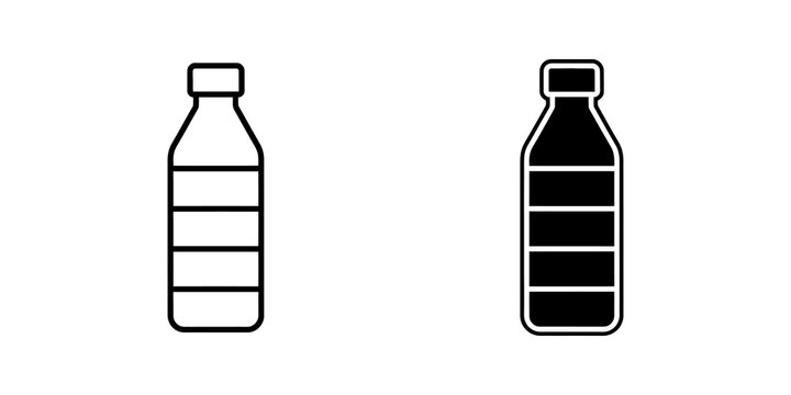 Plastic bottle icons with black outline and solid fill for water supply.