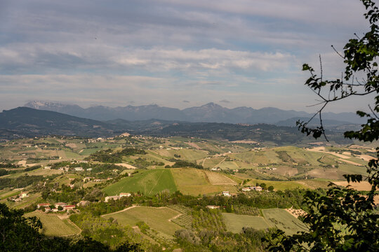 Marche, Italy. Spectacular spring landscape of the Marche hills.