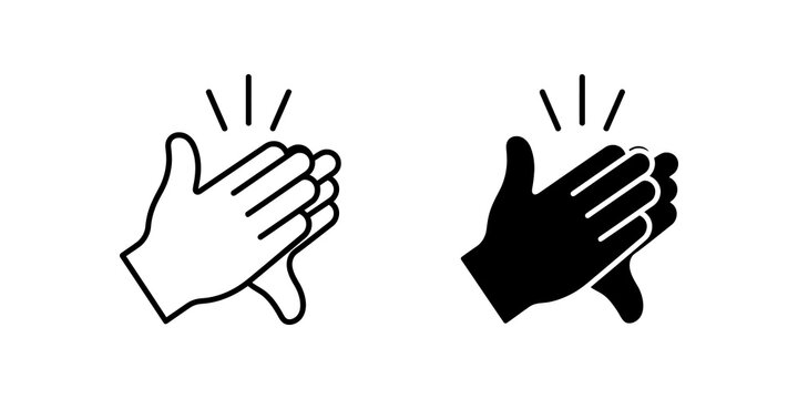 Clapping hands outline and solid icons representing applause success.