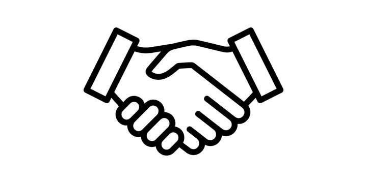 Business handshake black line icon symbolizing partnership and deal.