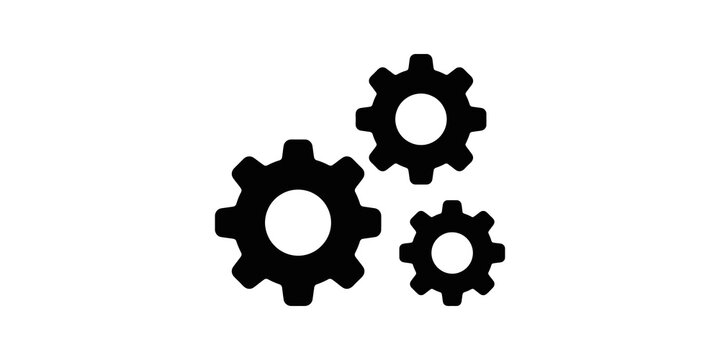 Connected gear wheels icon for industrial automation and process design.