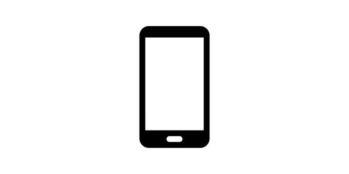 Smartphone black flat icon on transparent background for web design.