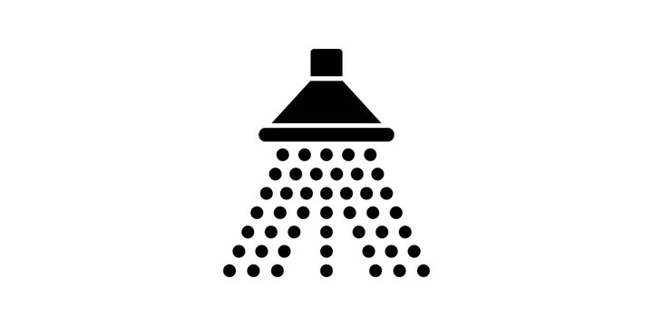 Water shower head flat icon for bathroom plumbing and hygiene equipment.