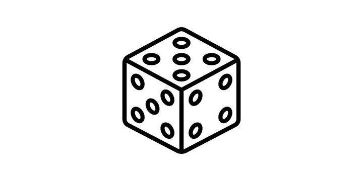Game dice outline icon for gambling and tabletop entertainment use.