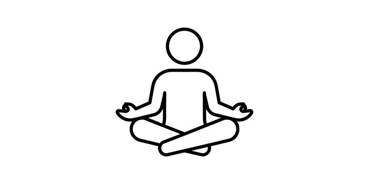 Meditation person icon showing zen yoga practice wellness mindfulness art.