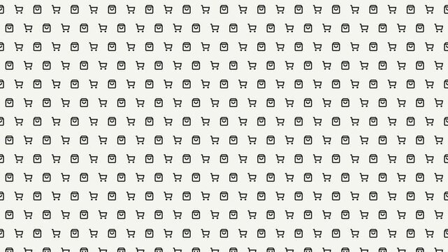 Pixel art shopping cart and bag icons scrolling horizontally in a black and white grid pattern for e-commerce retail marketing video background.