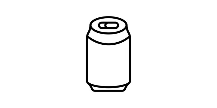 Aluminum soda beverage can icon outline shape for packaging food designs.