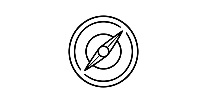 Modern outline compass icon featuring stylized dual point needle design.