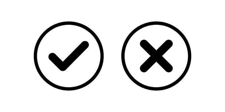 Checkbox and cross mark icons for verification and cancel task symbols.
