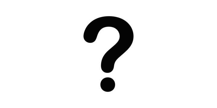Question mark symbol icon black flat design inquiry button isolated form.