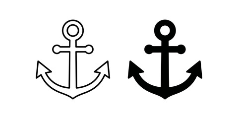 Anchor ship symbol with outline and silhouette style for marine designs. ©  شفافة خلفية