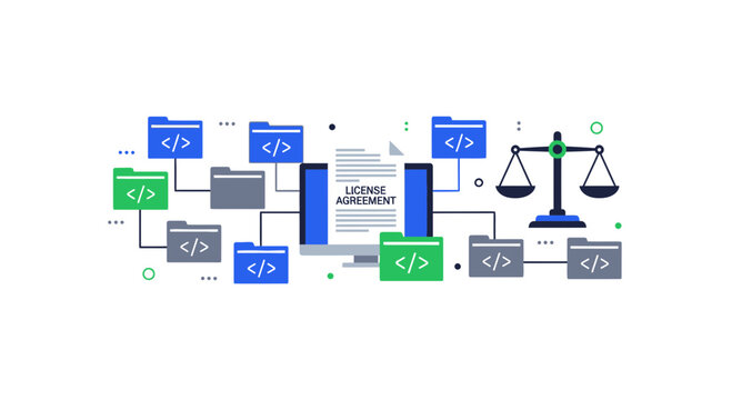 Software License Agreement and Legal Compliance Vector Concept