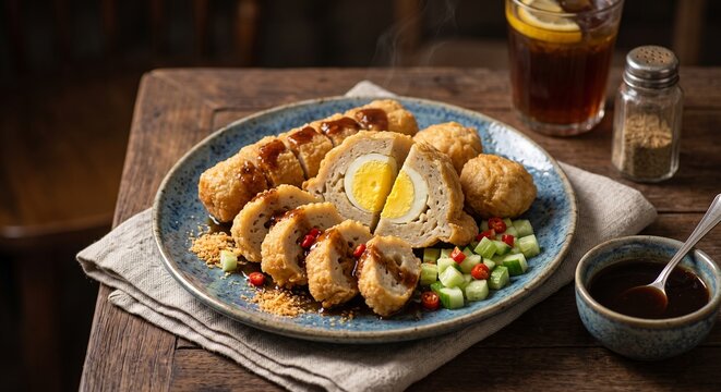 Indonesian Pempek Palembang Fish Cake with Sweet and Sour Cuko Sauce