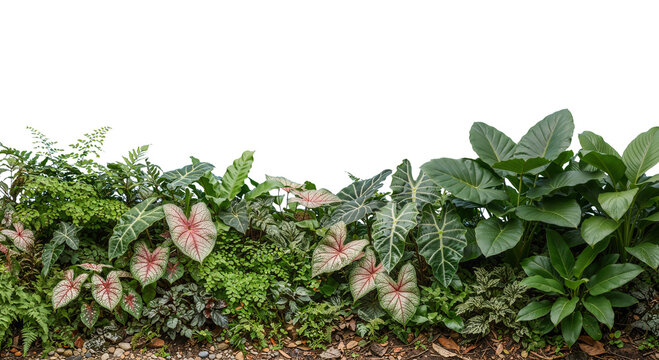 Green tropical plants on a transparent background
