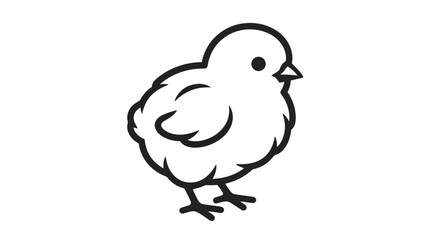 Obraz premium Cute little baby chicken line art icon isolated on a clean background