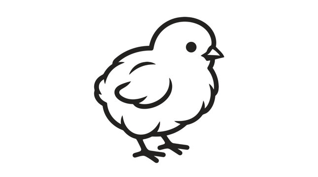 Cute little baby chicken line art icon isolated on a clean background