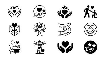 Fototapeta premium Black and white health and wellness icons set