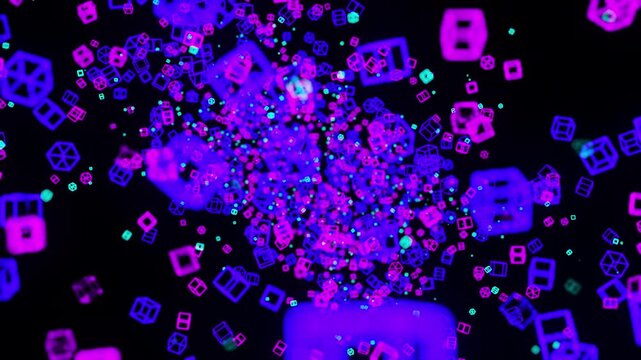 Abstract Glowing Wireframe Tunnel. Computer generated render