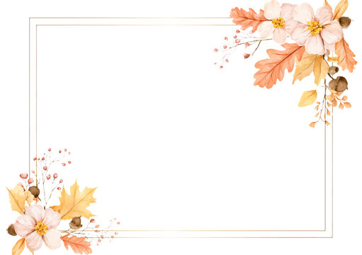 Elegant Gold Frame with Autumn Floral Corners