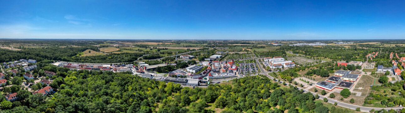 Wustermark aus der Vogelperspektive &ndash; Luftaufnahme der Ortschaft im Havelland bei Berlin, August 2026